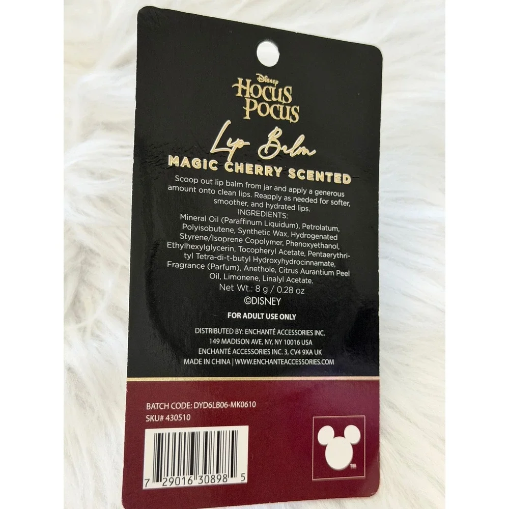 Disney Hocus Pocus Cauldron Lip Balm Magic Cherry Scented Binx 8g 0.28oz New